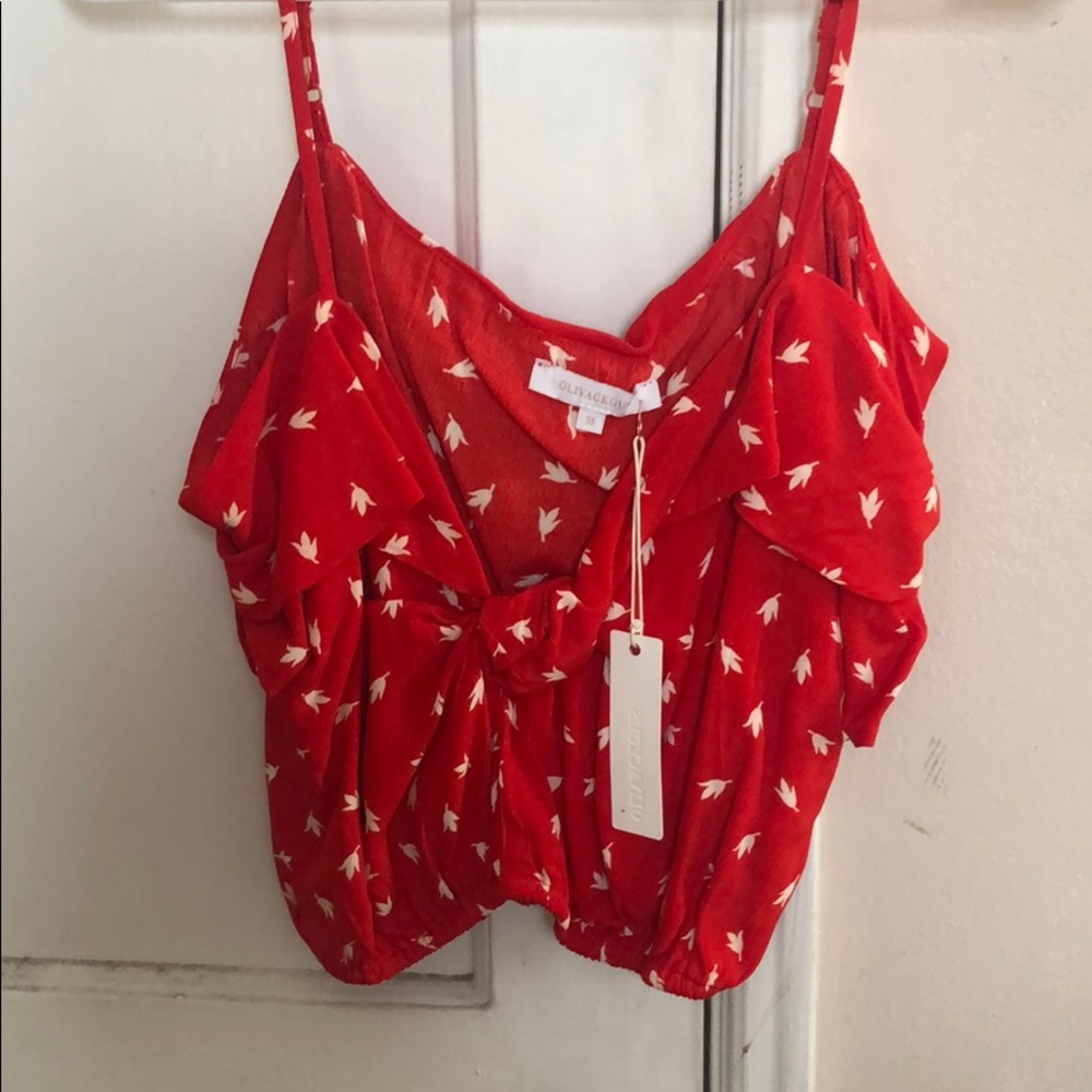 Olivaceous Red Patterned Crop Top